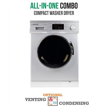 Equator All-in-One 13 lb. 1200 RPM Compact Combo Washer Dryer with Optional Condensing/ Venting  Sensor Dry  Auto Water Level EZ 4400 CV Silver